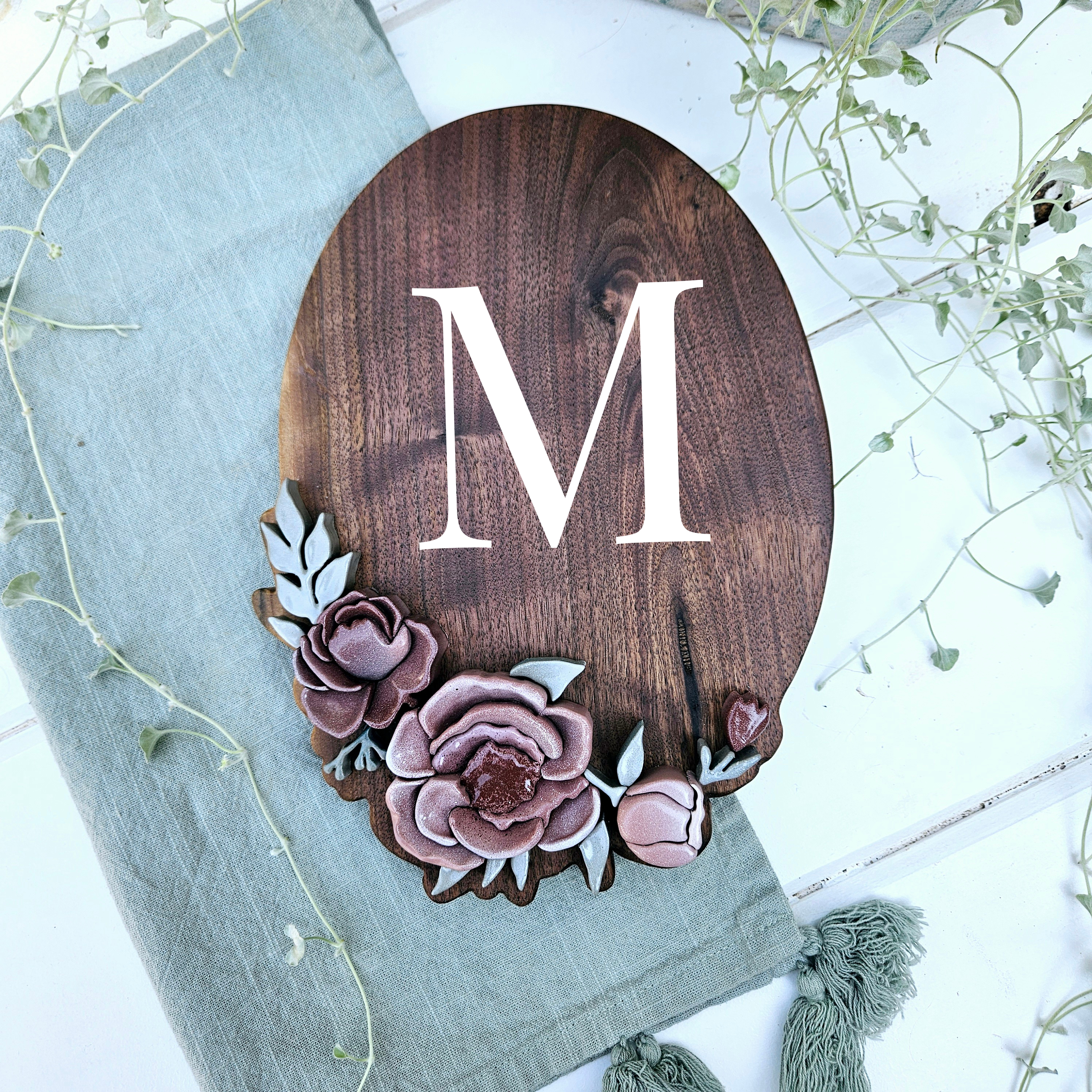 Custom 3D Floral Walnut Sign
