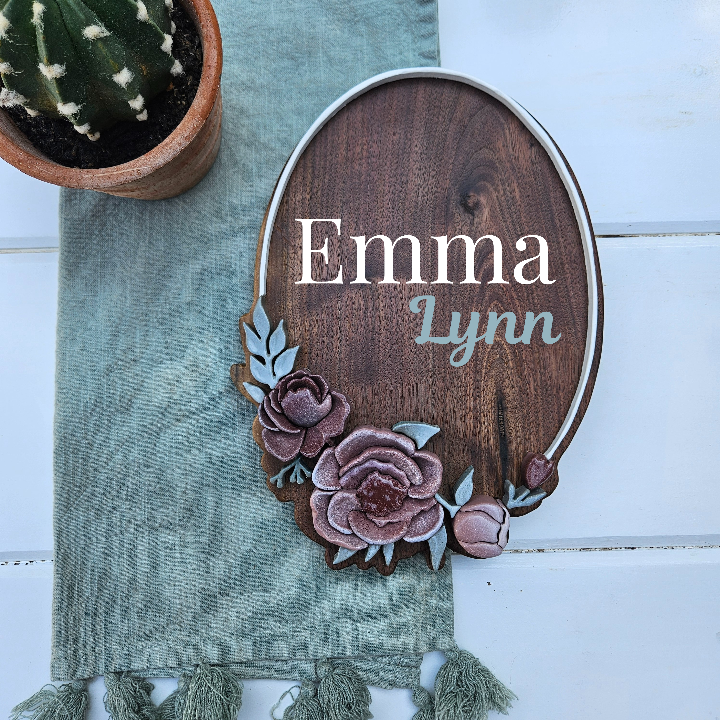 Custom 3D Floral Walnut Sign