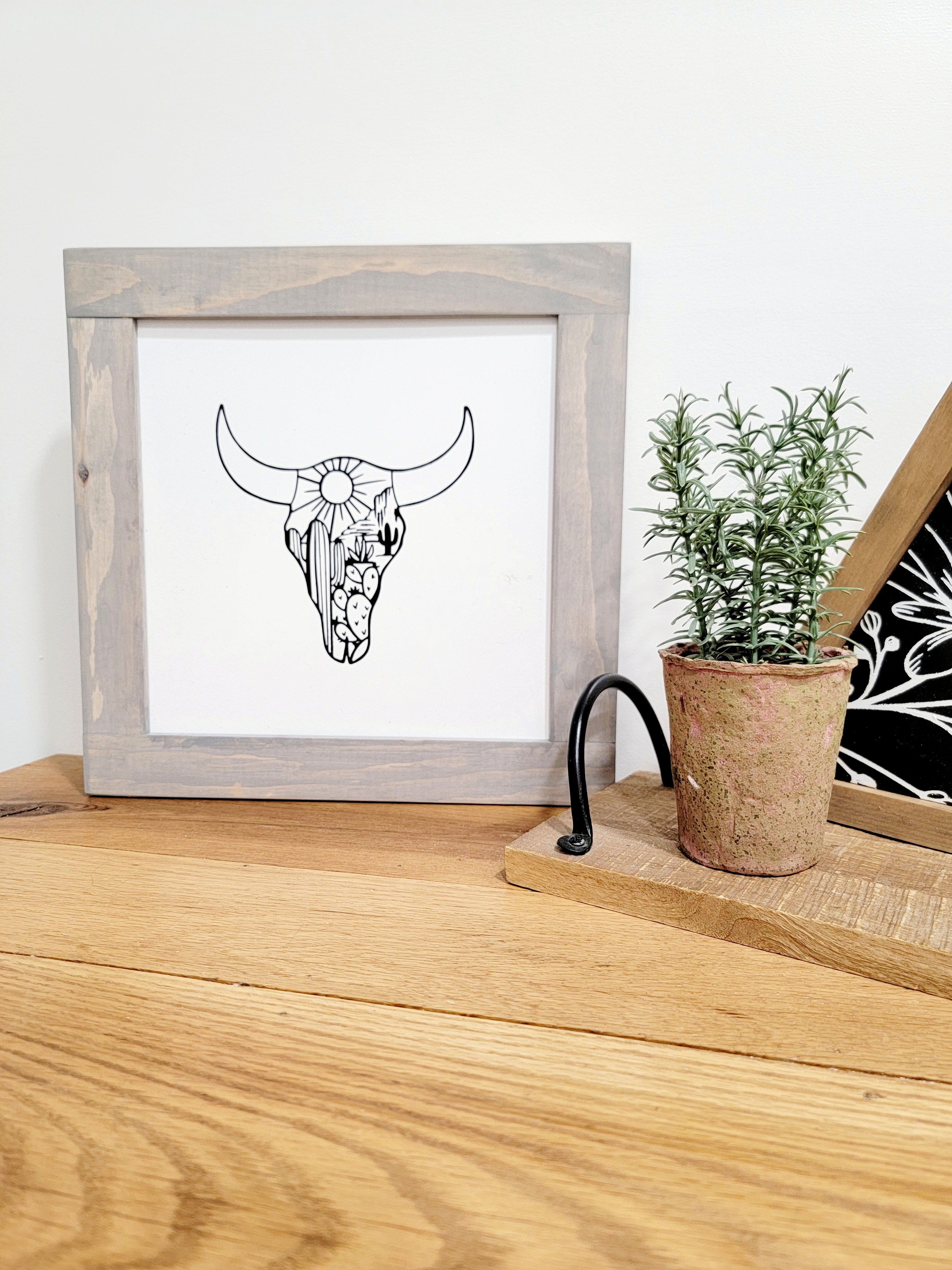 LongHorn Scene Wood Sign