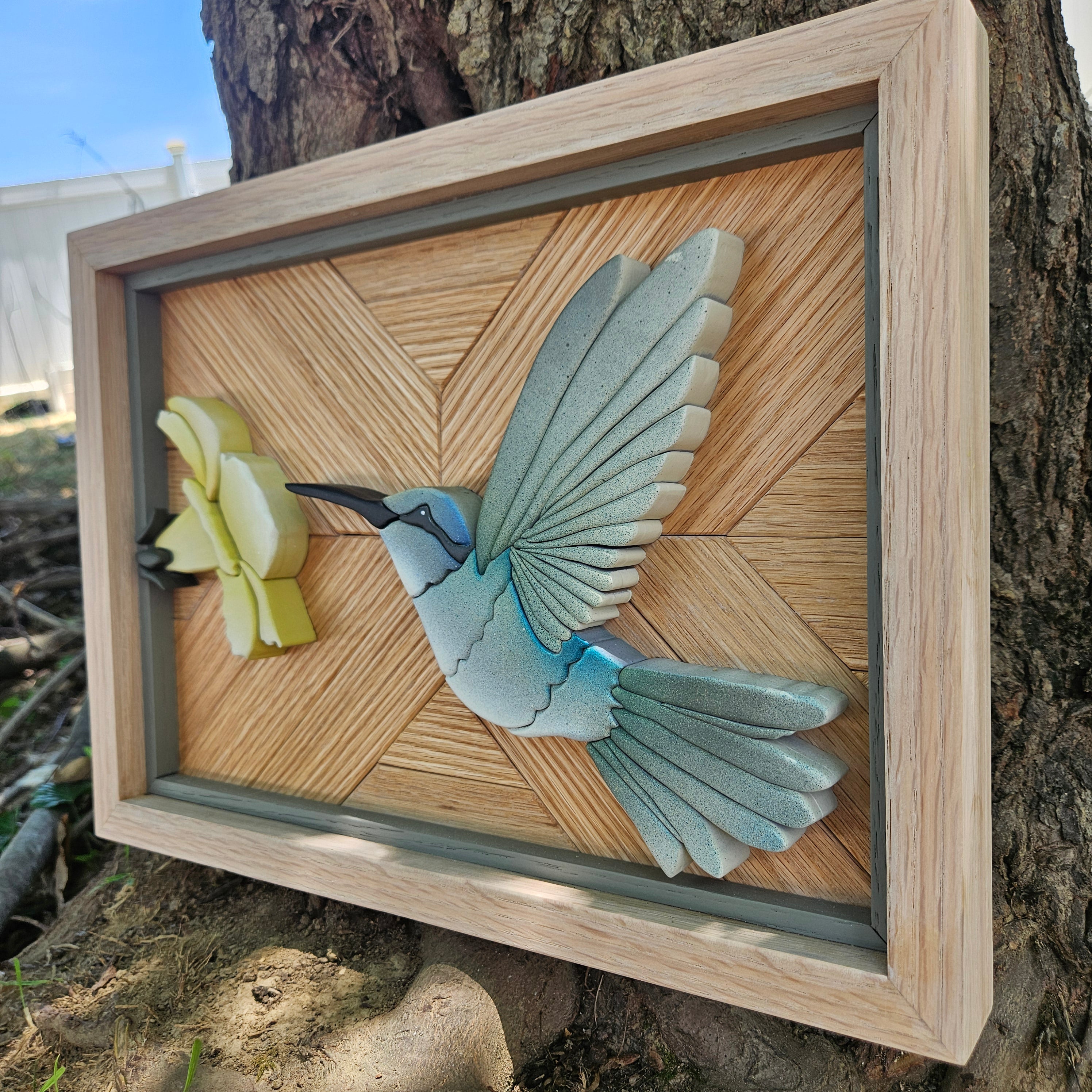 Floral + Hummingbird Wood Sign