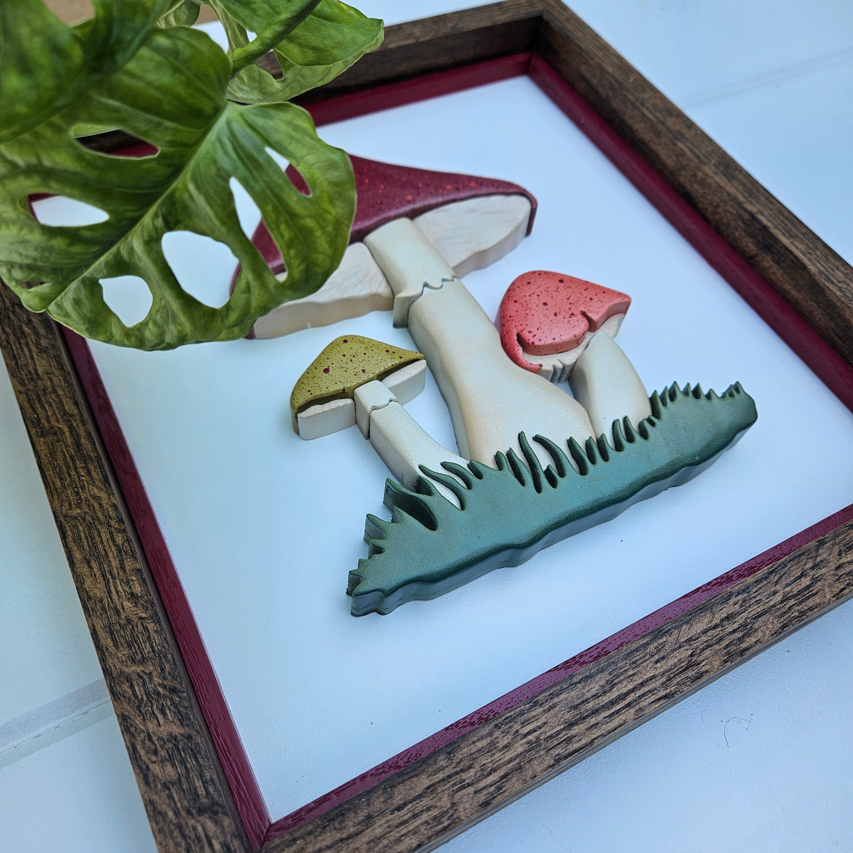 Whimsical 3D Trio Mushroom Sign