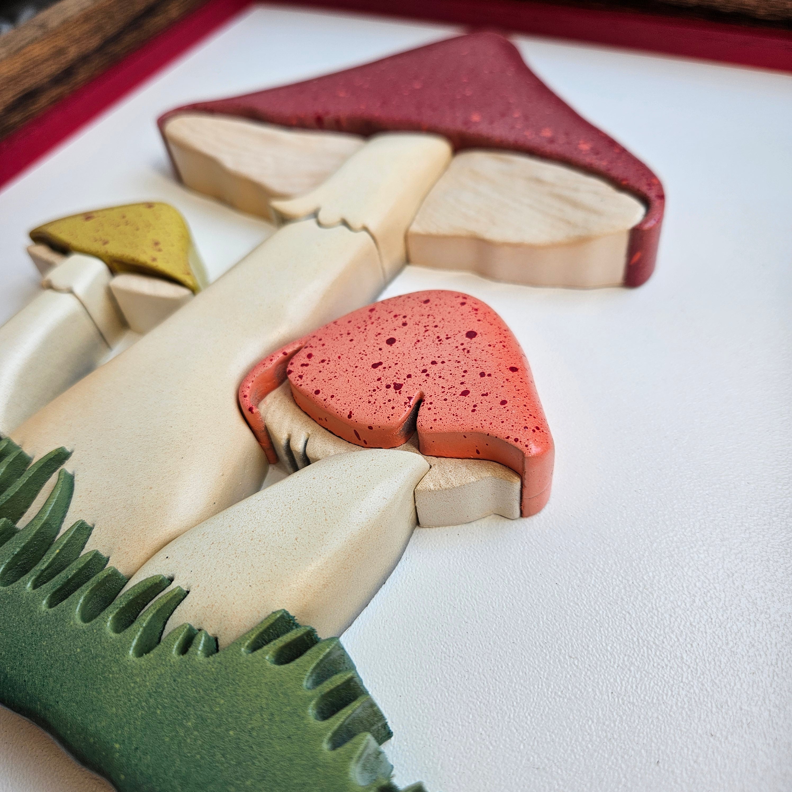 Whimsical 3D Trio Mushroom Sign