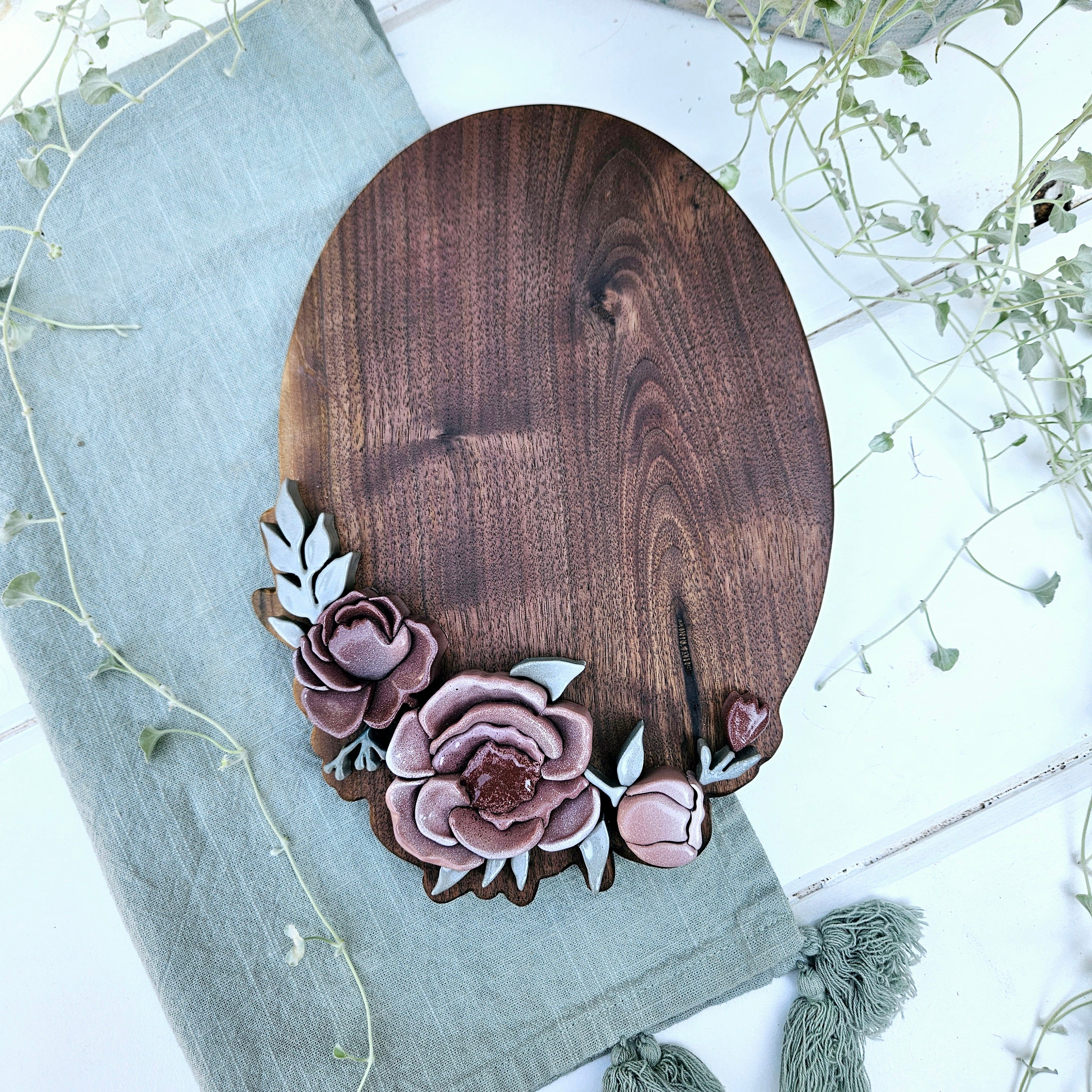 Custom 3D Floral Walnut Sign