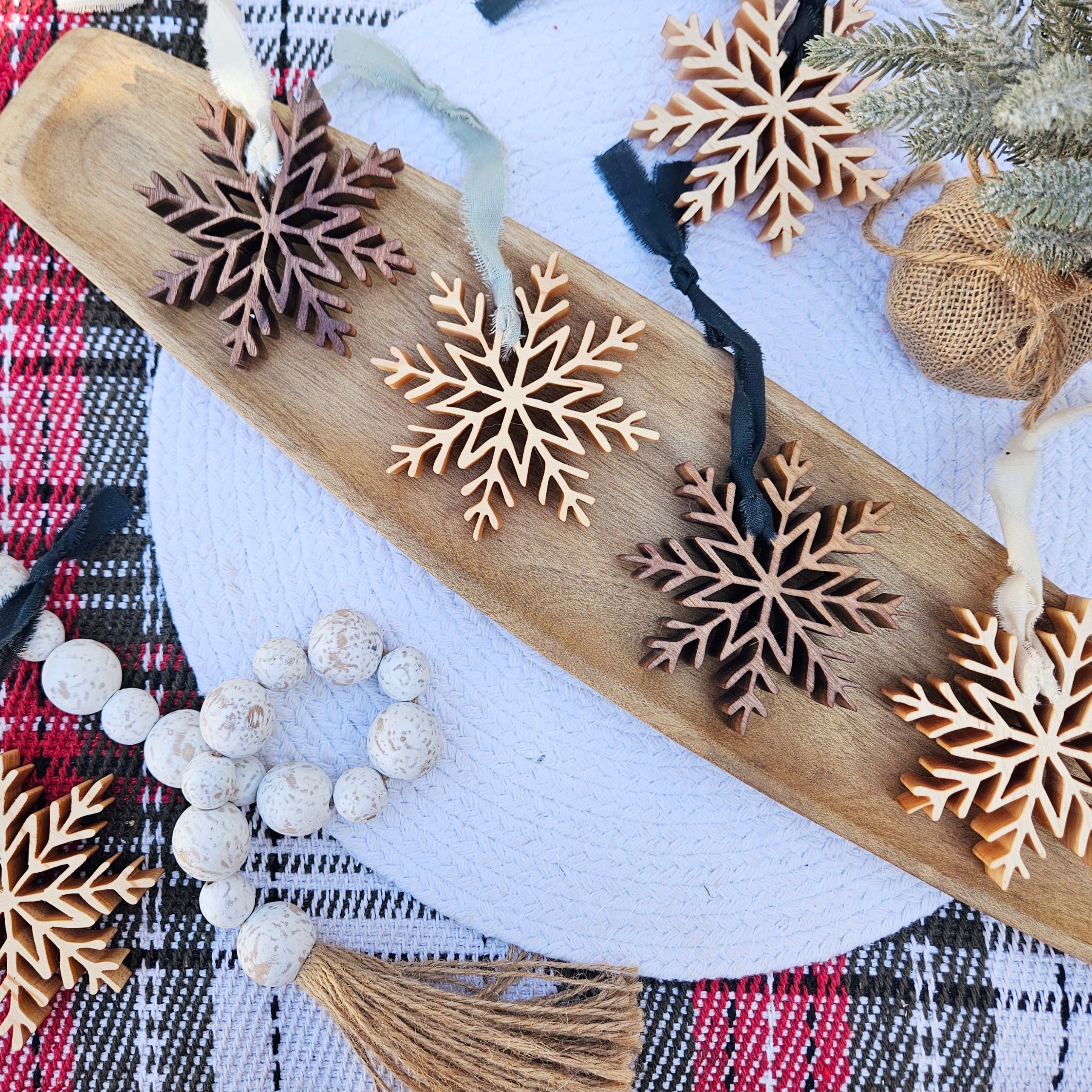 Wood Snowflake Ornament