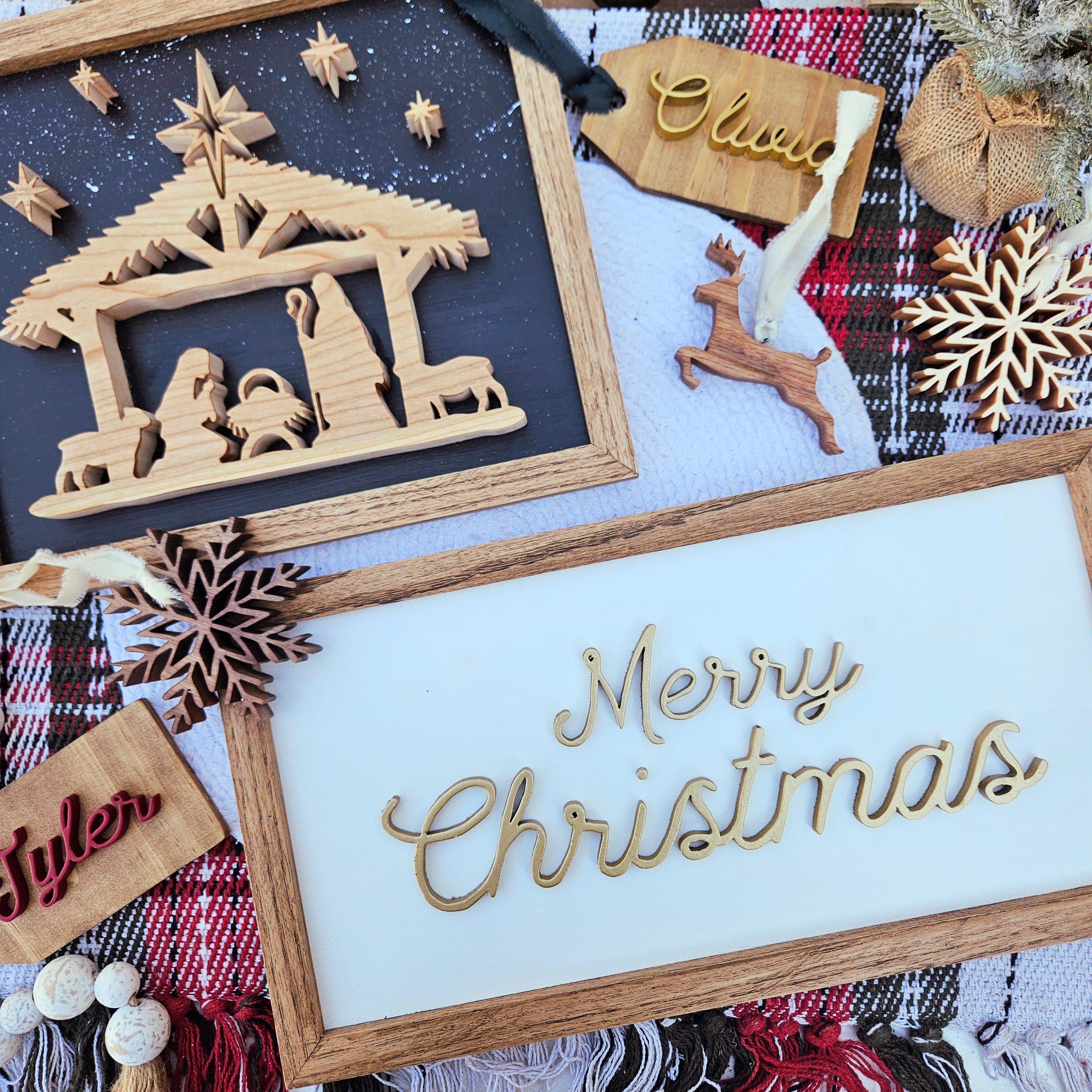 3D Nativity Wood Sign