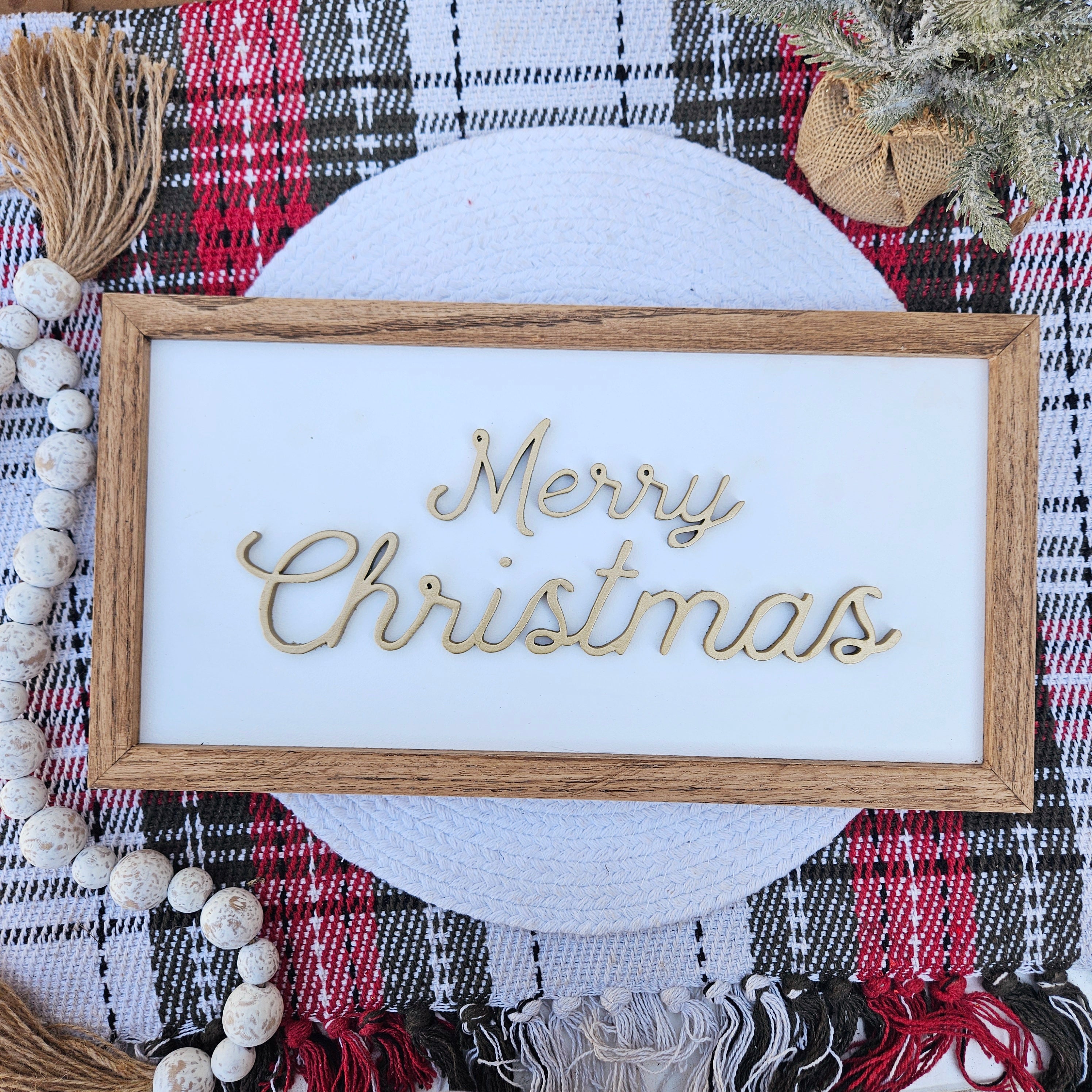 3D Merry Christmas Wood Sign