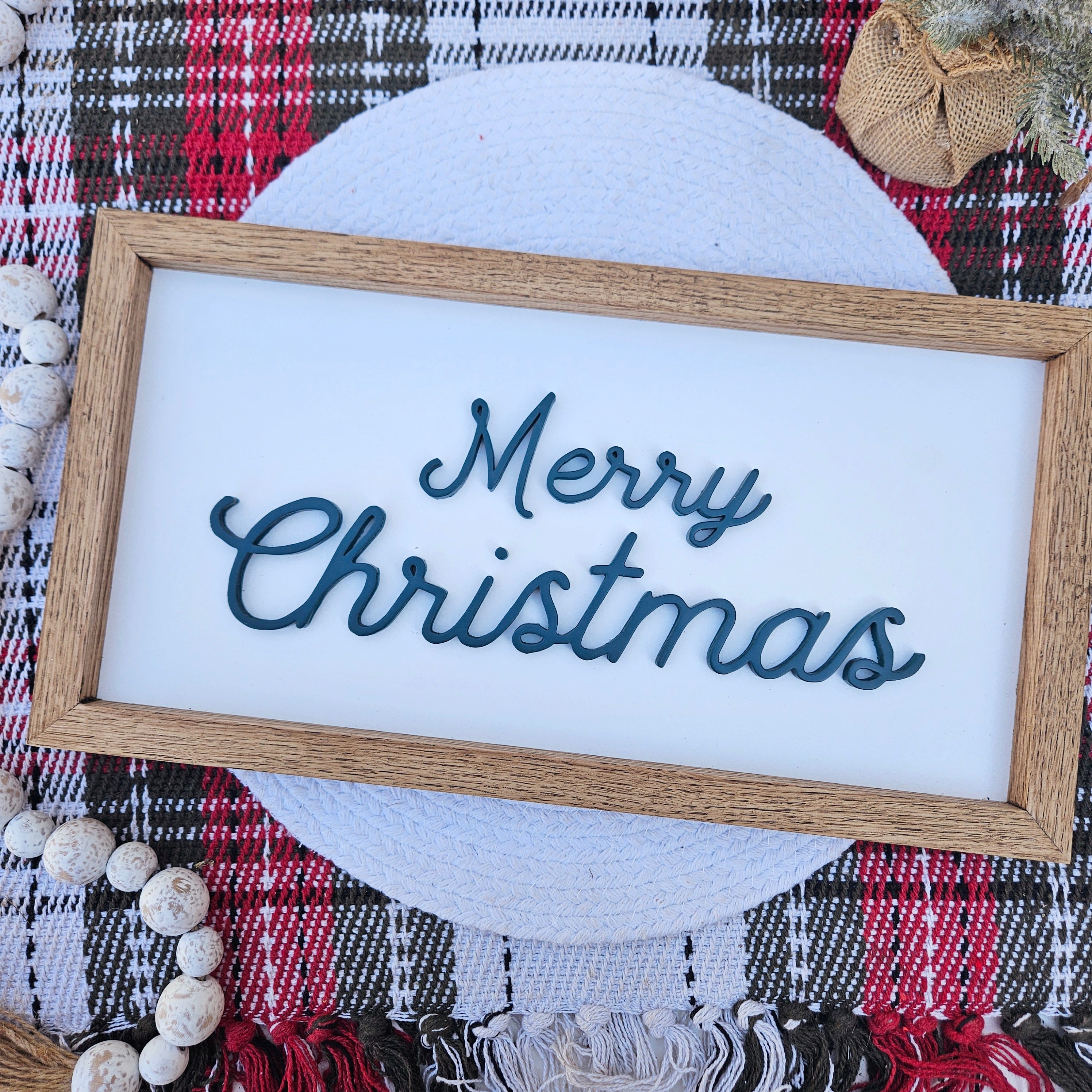 3D Merry Christmas Wood Sign