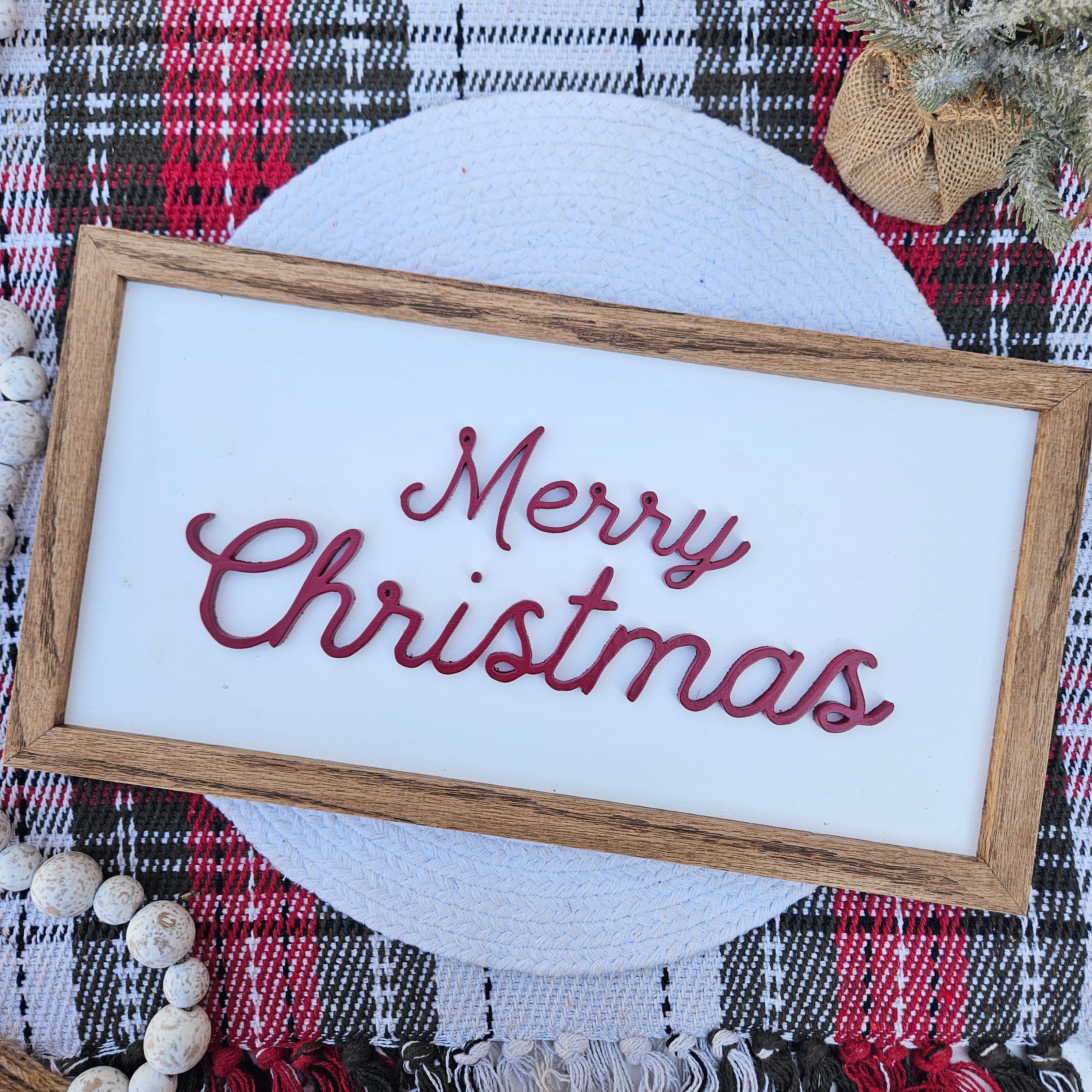 3D Merry Christmas Wood Sign