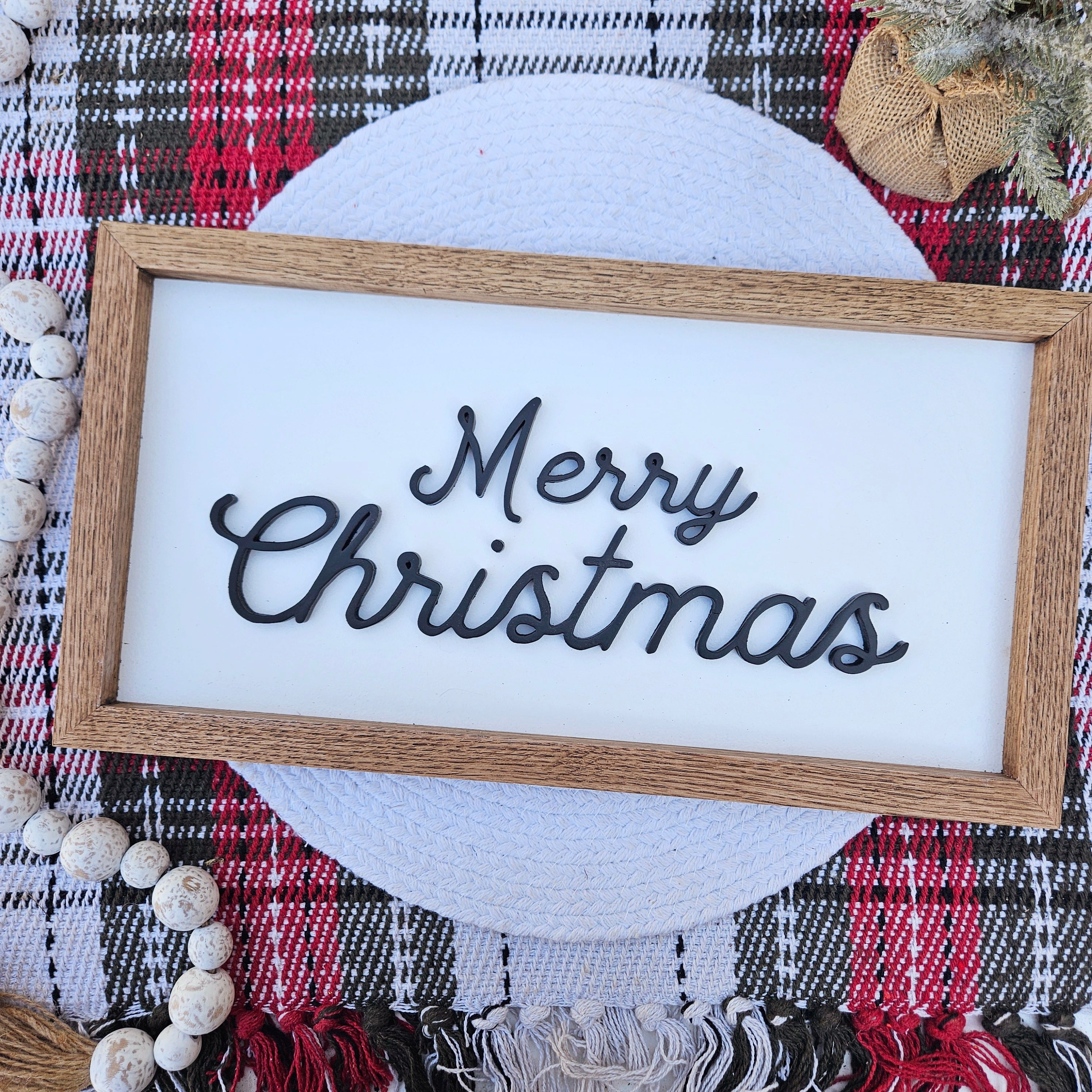 3D Merry Christmas Wood Sign