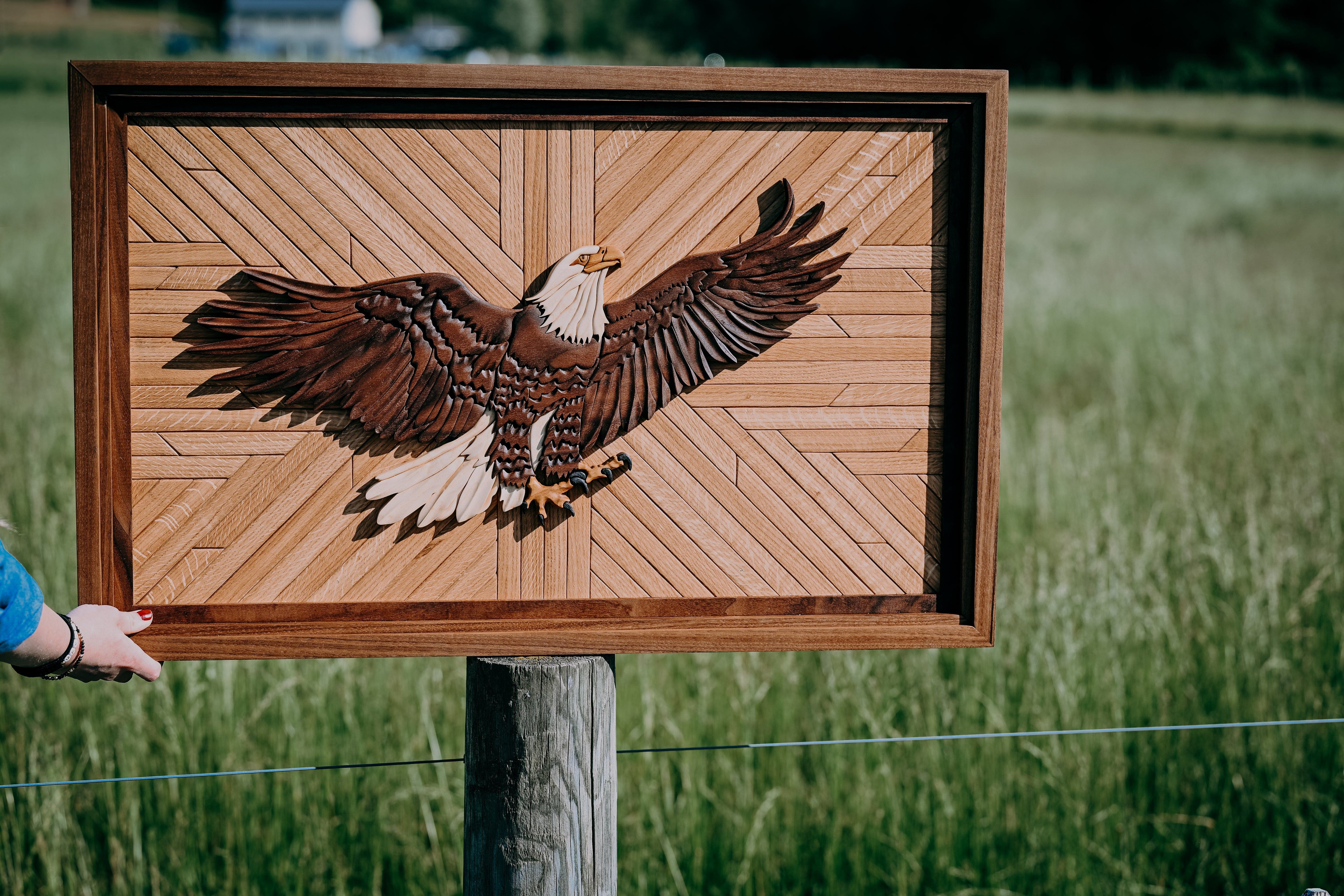 3D Hardwood Bald Eagle Statement piece