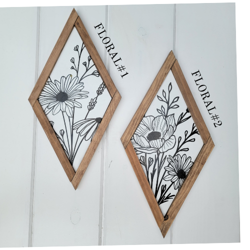 Diamond Wood Framed Floral Signs