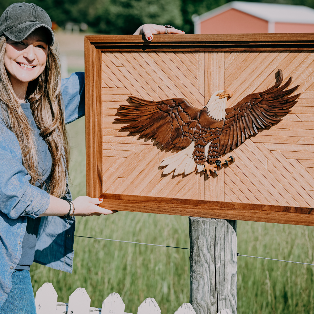 3D Hardwood Bald Eagle Statement piece