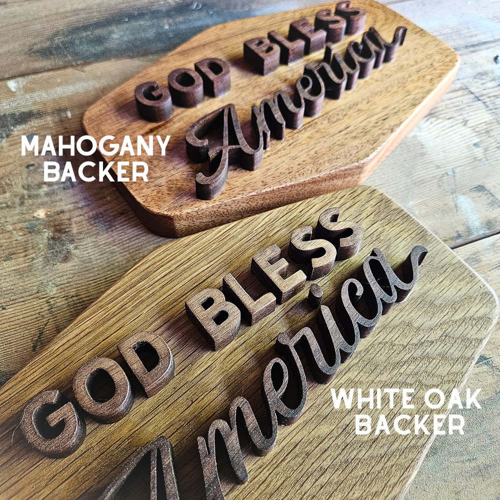 Mahogany 3D God Bless America Sign