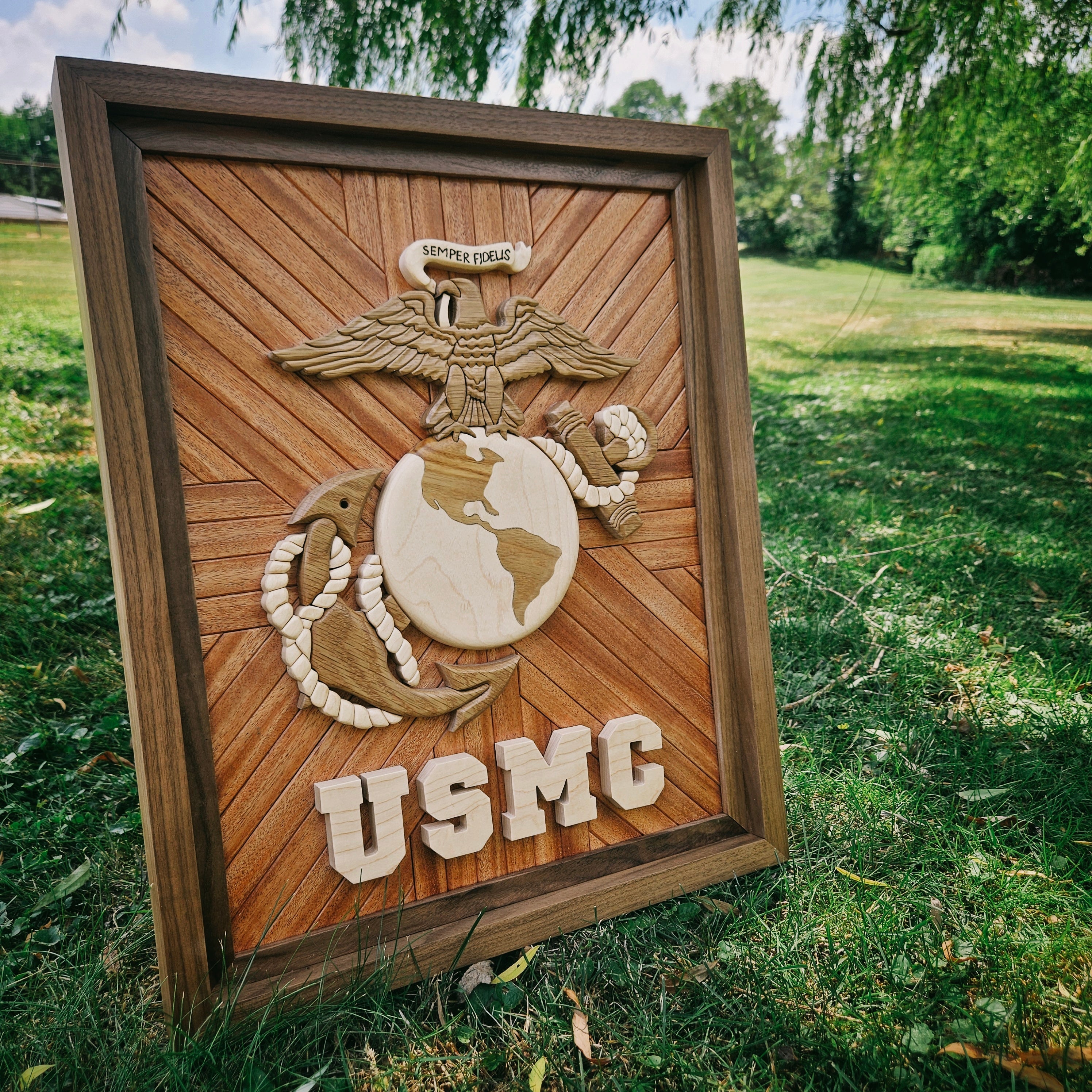 Hardwood 3D USMC Logo Sign
