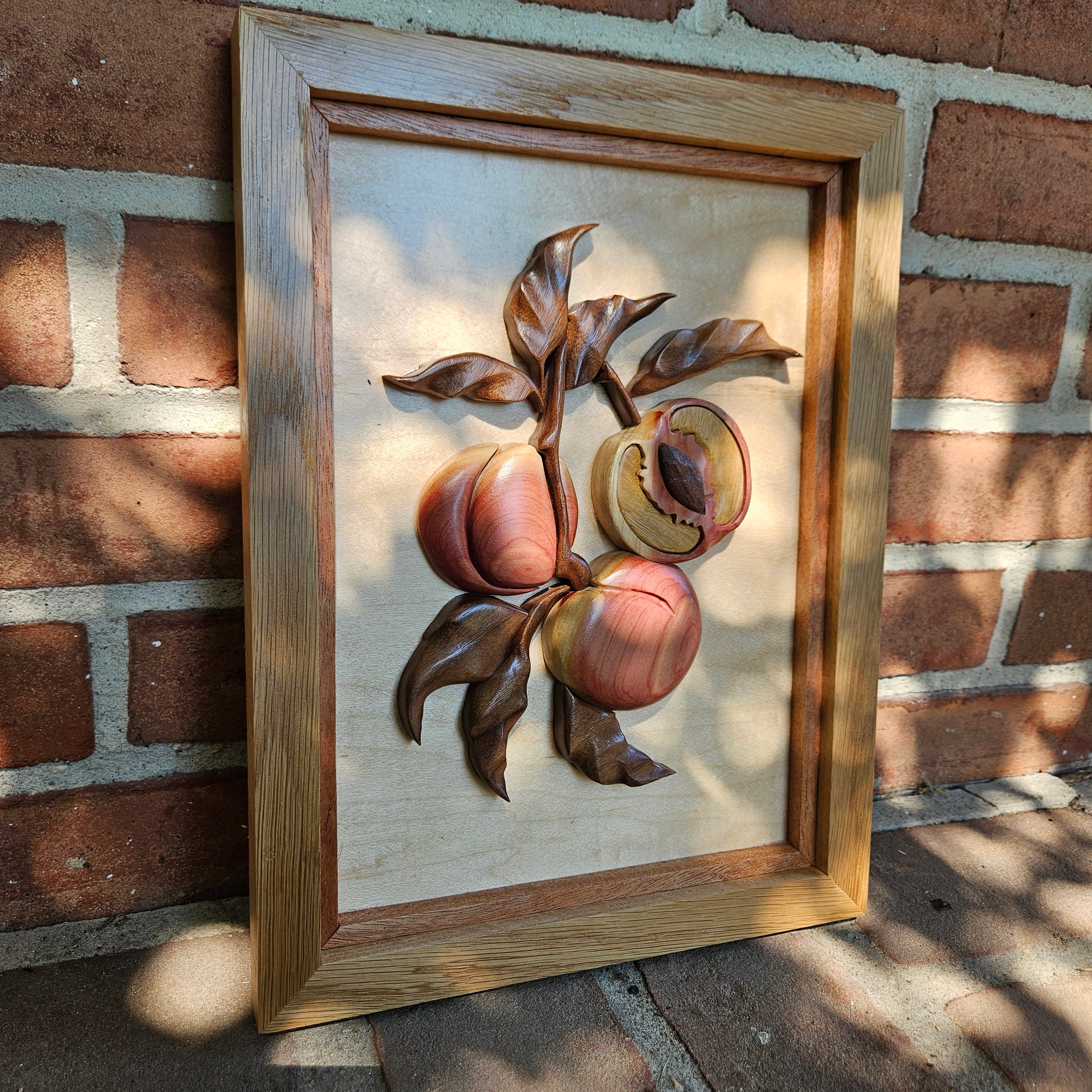 3D Hardwood Peach Wall Art