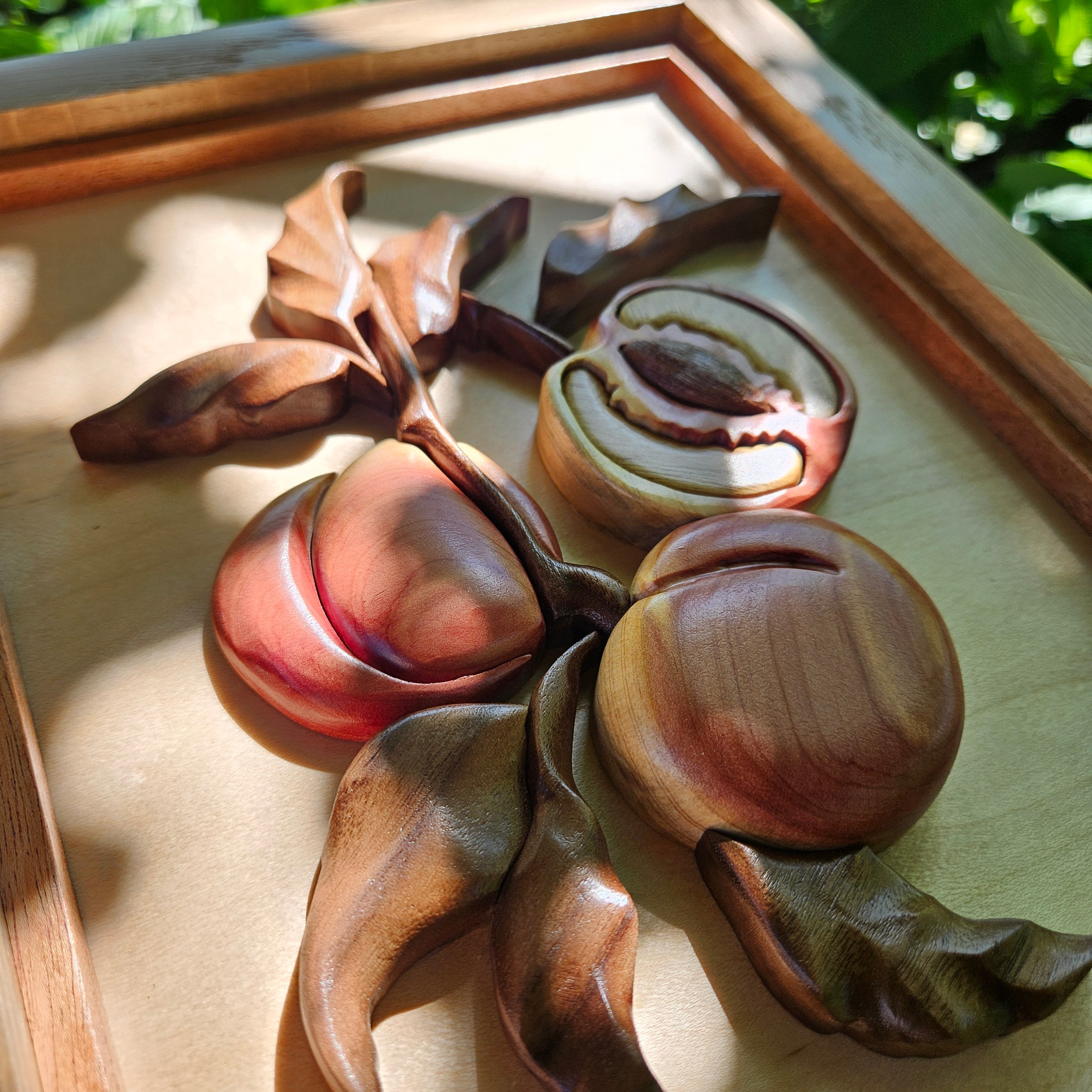 3D Hardwood Peach Wall Art