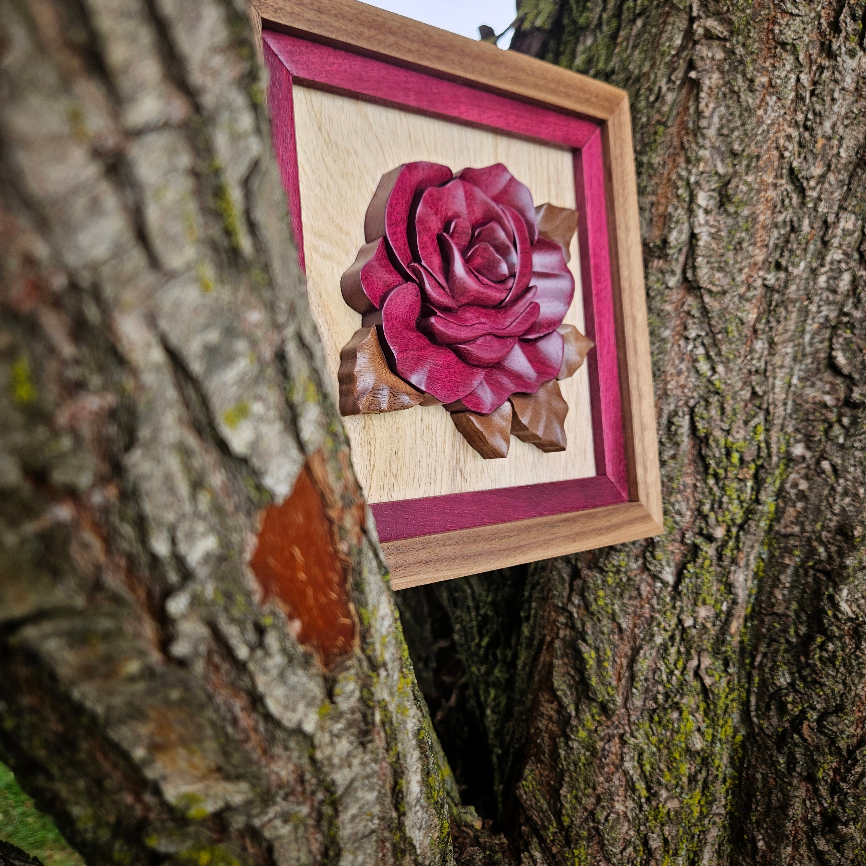 3D Hardwood Floral Rose