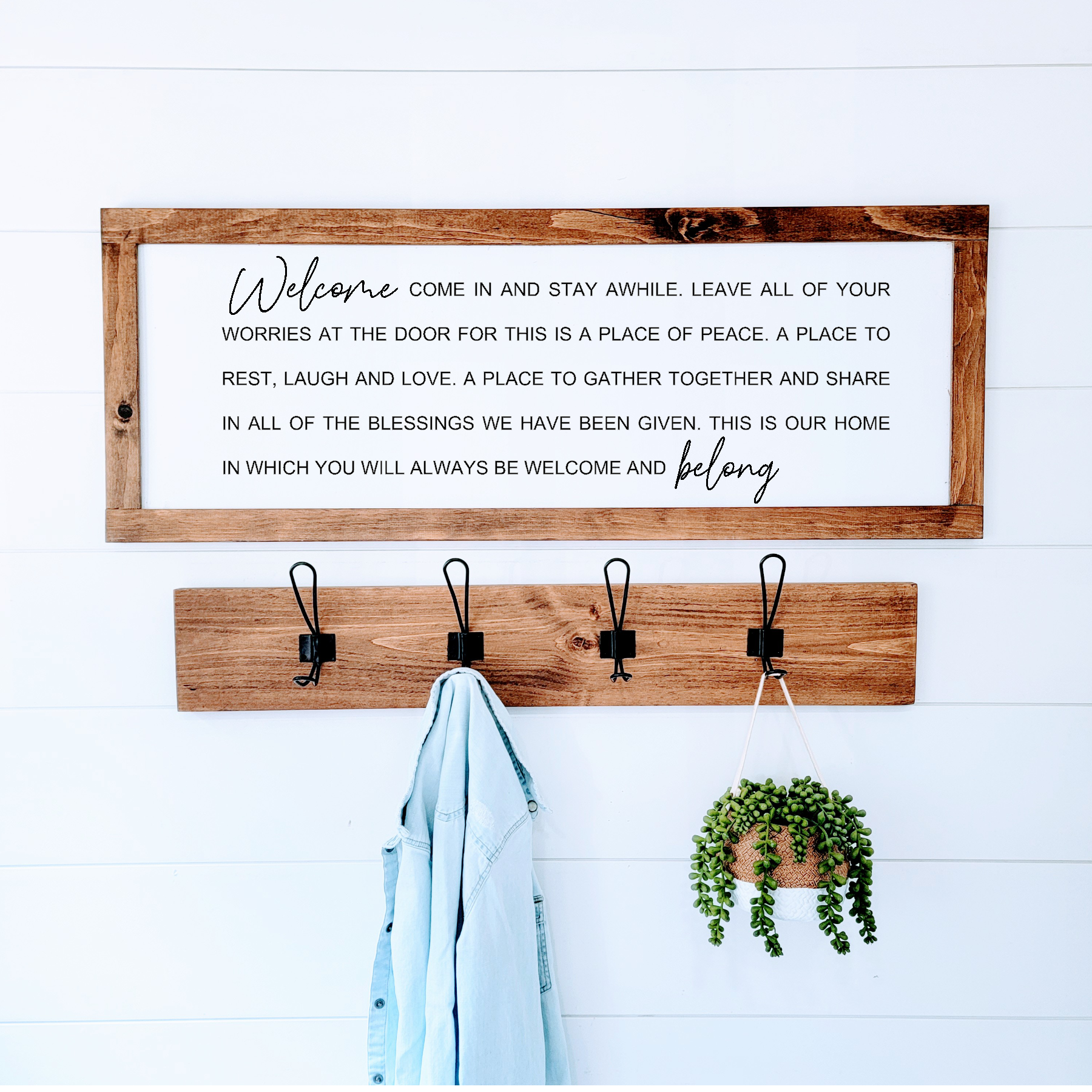 WELCOME + BELONG - Wood Sign