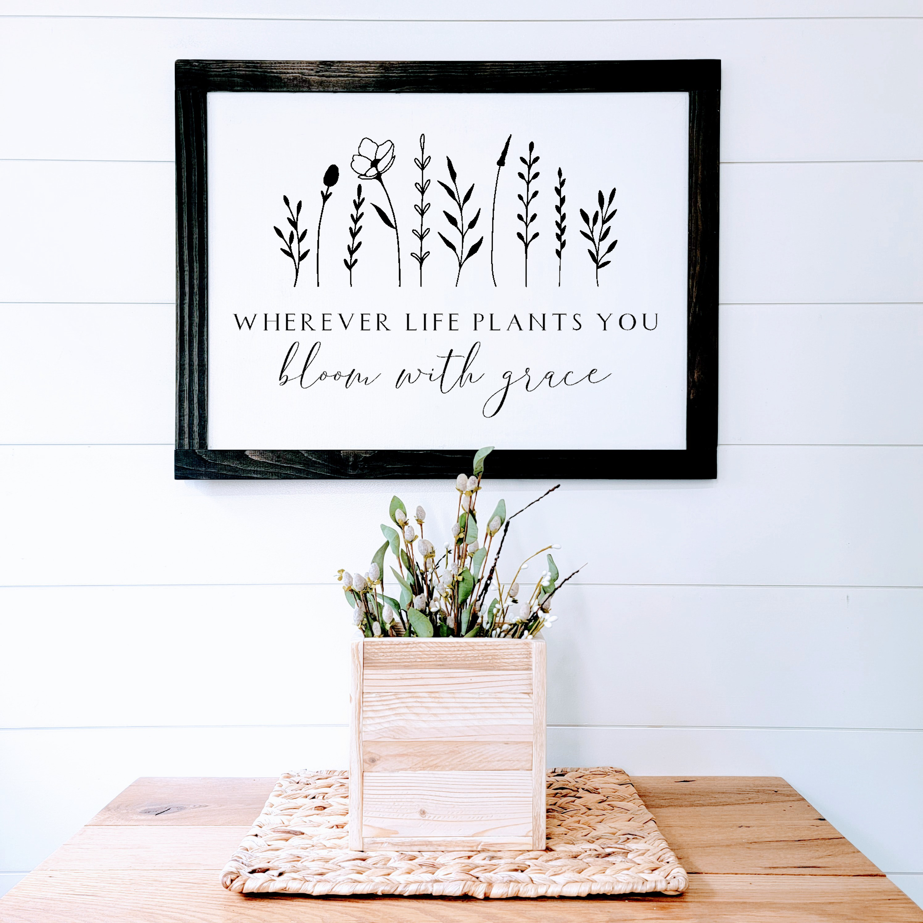 Bloom with Grace - Wood Sign