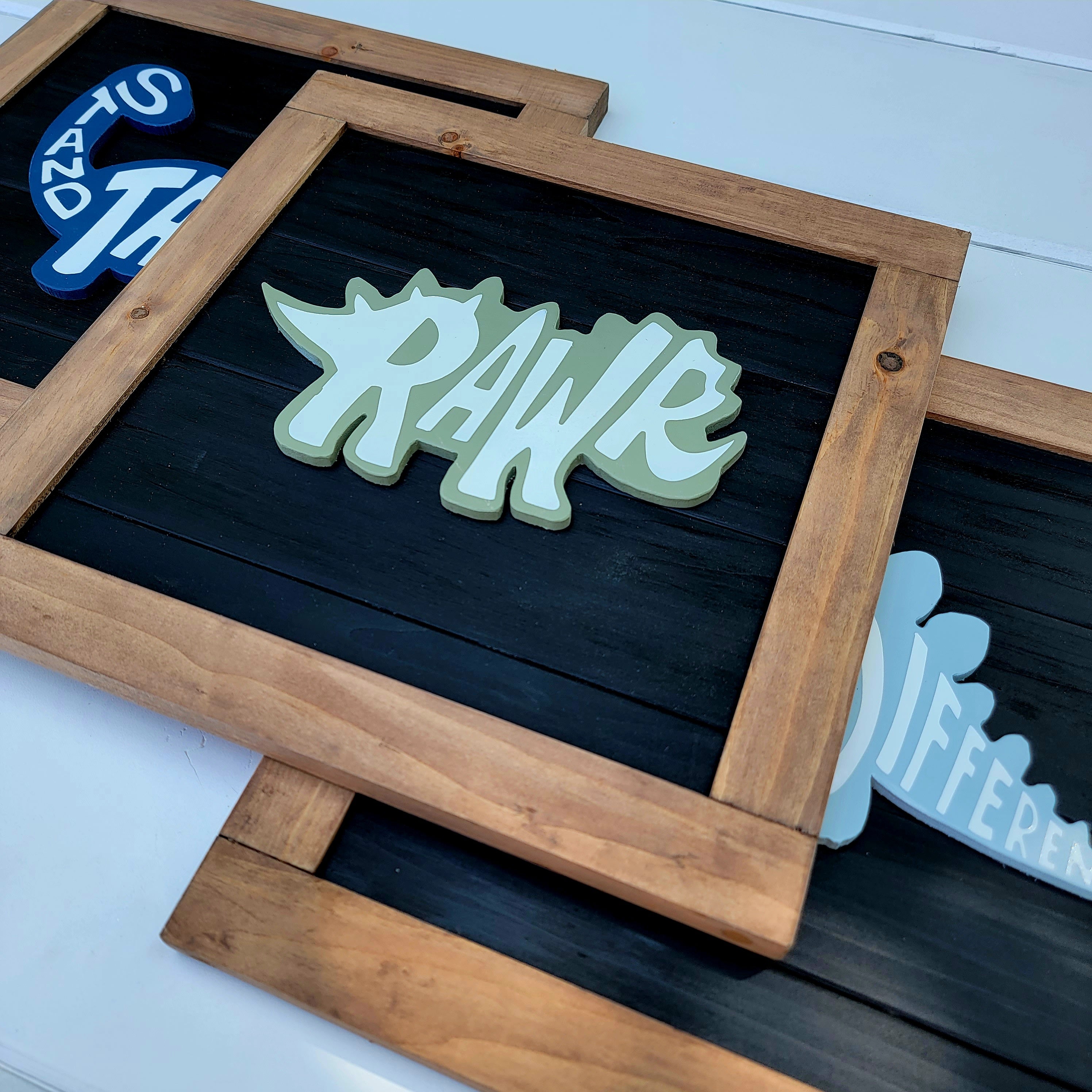 3D Dino Framed Wood Signs