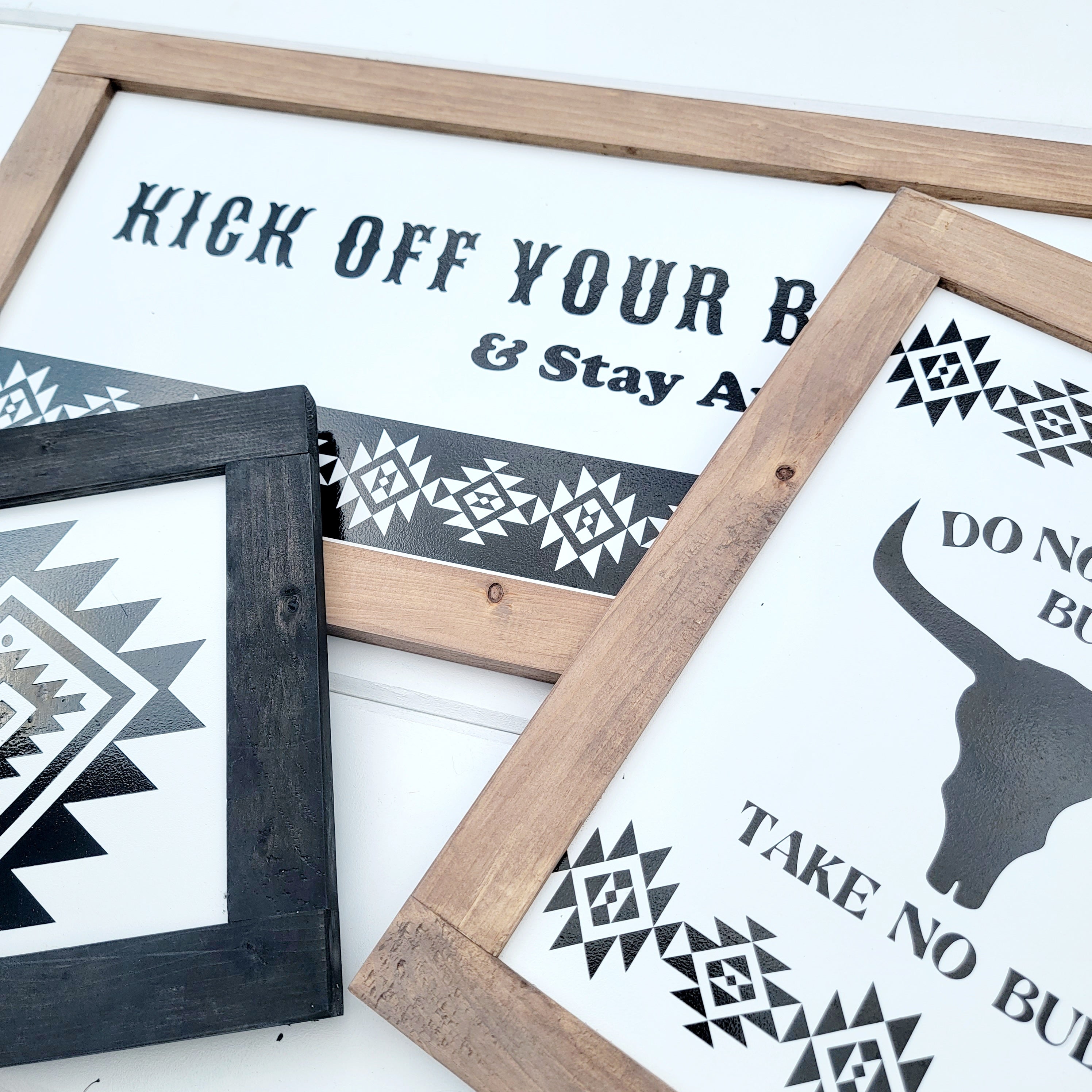 Kick off your boots + stay awhile wood sign