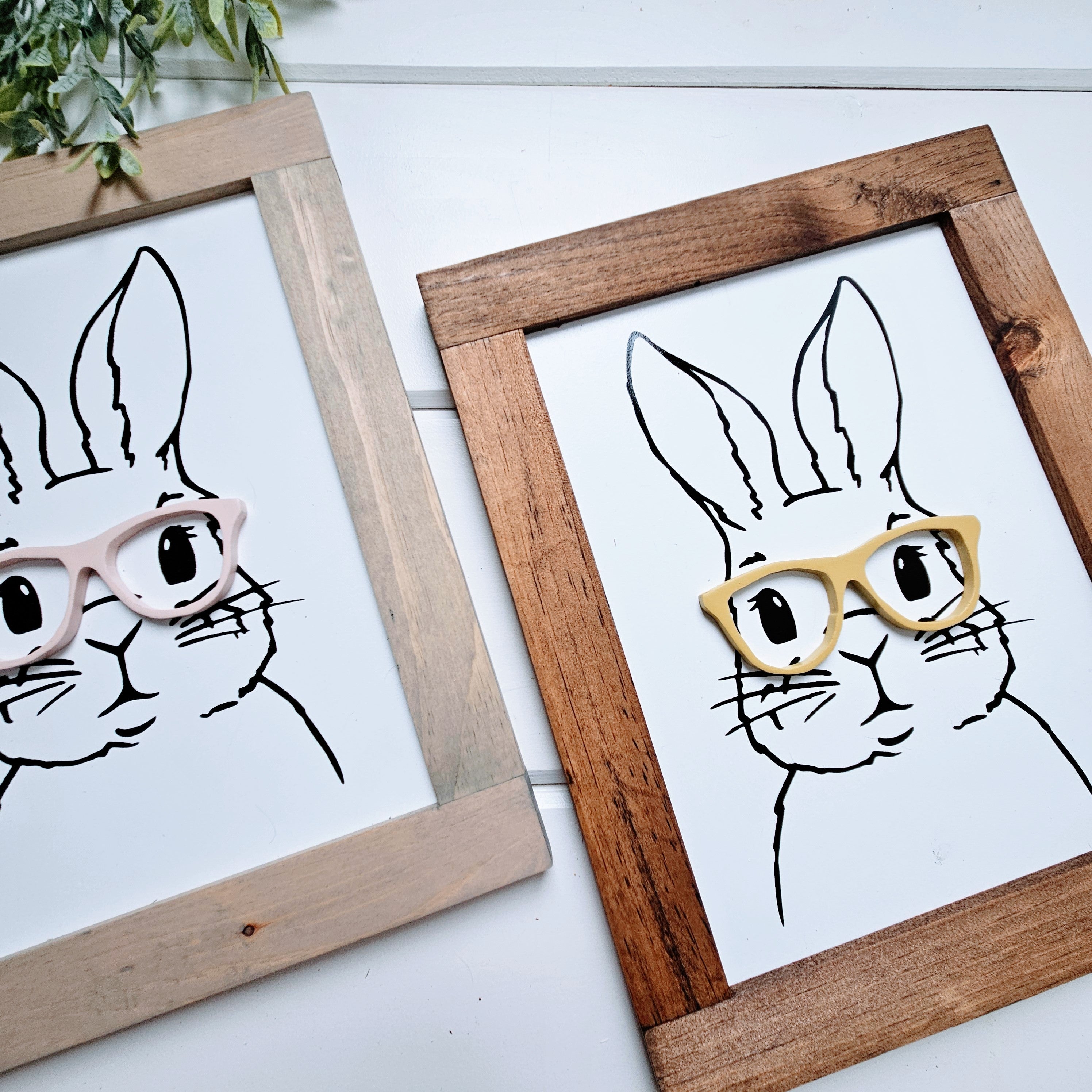 Rabbit with 3D glasses Wood Sign