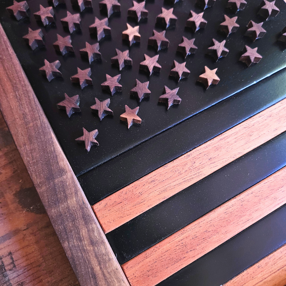 3D Hardwood American Flag Sign