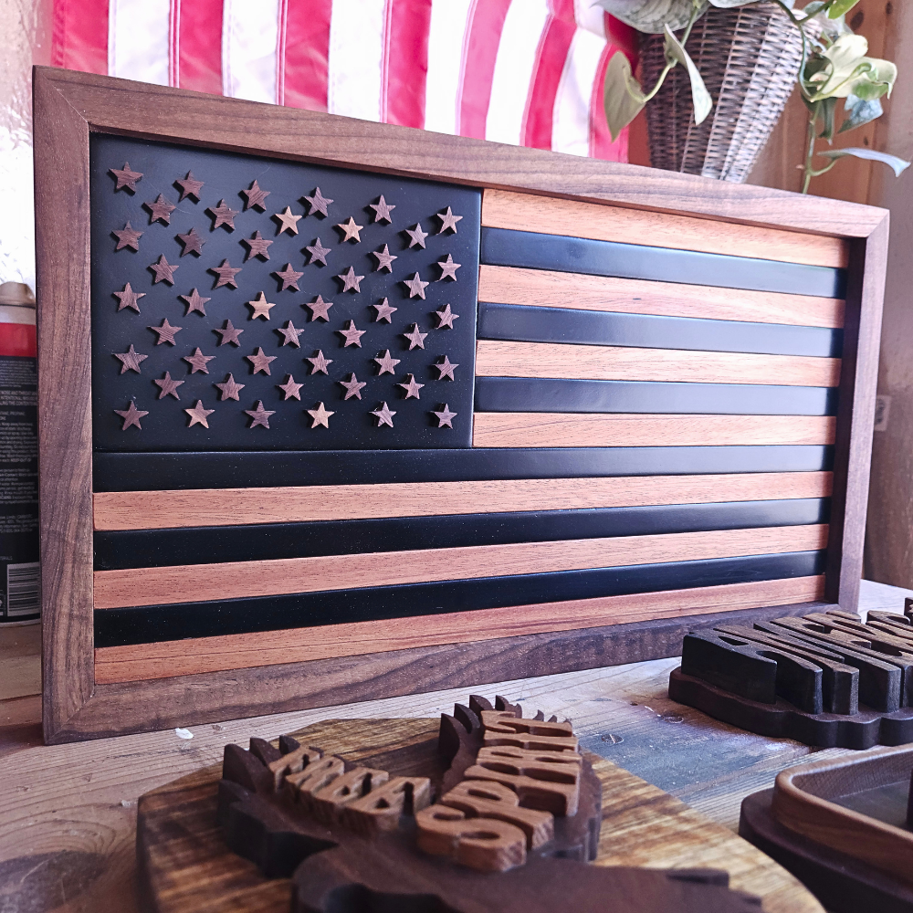3D Hardwood American Flag Sign