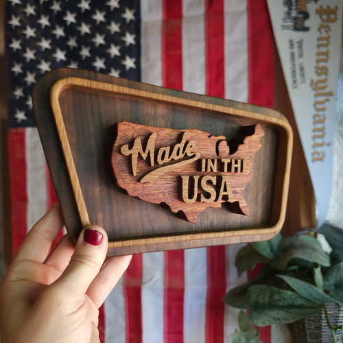 3D Walnut Made in the USA Sign