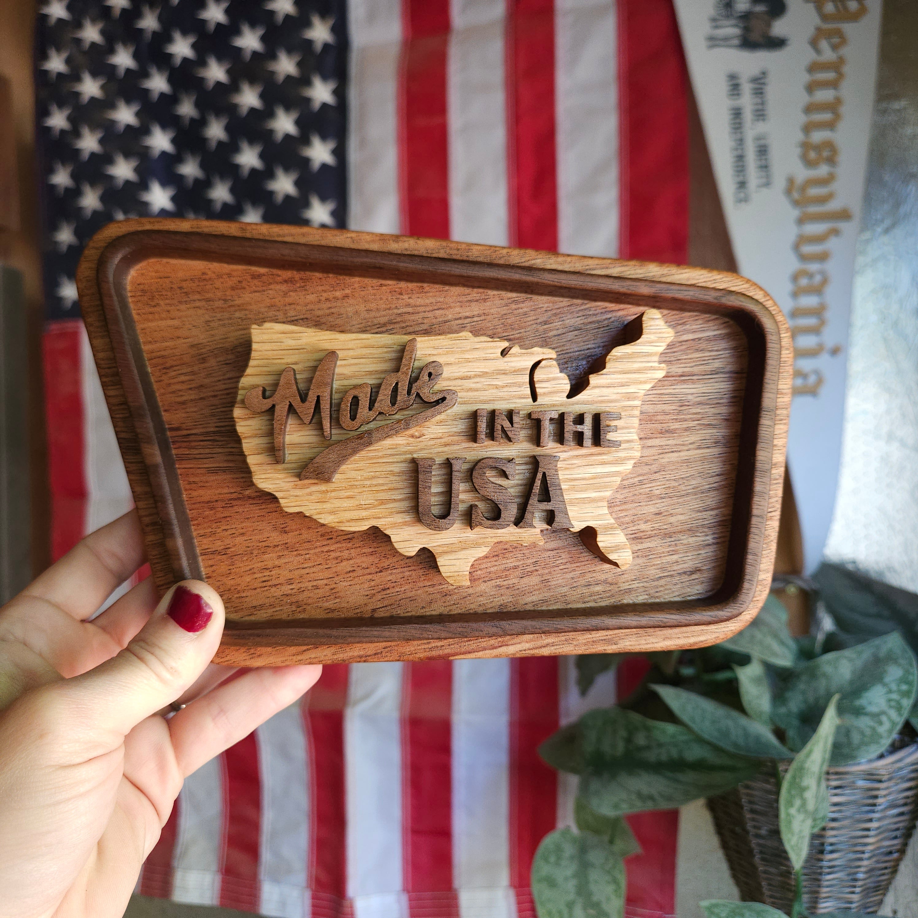 3D Mahogany Made in the USA Sign