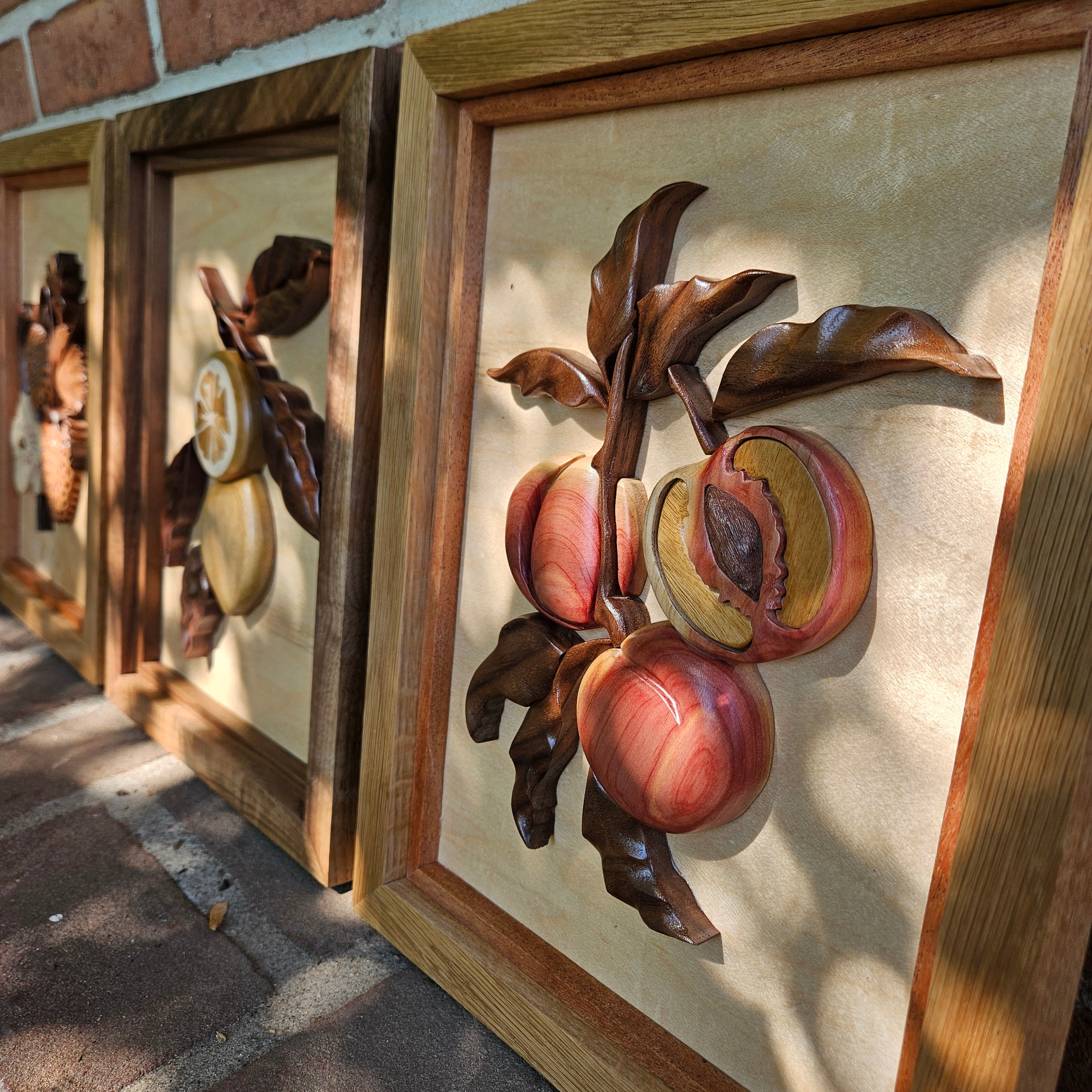 3D Hardwood Peach Wall Art