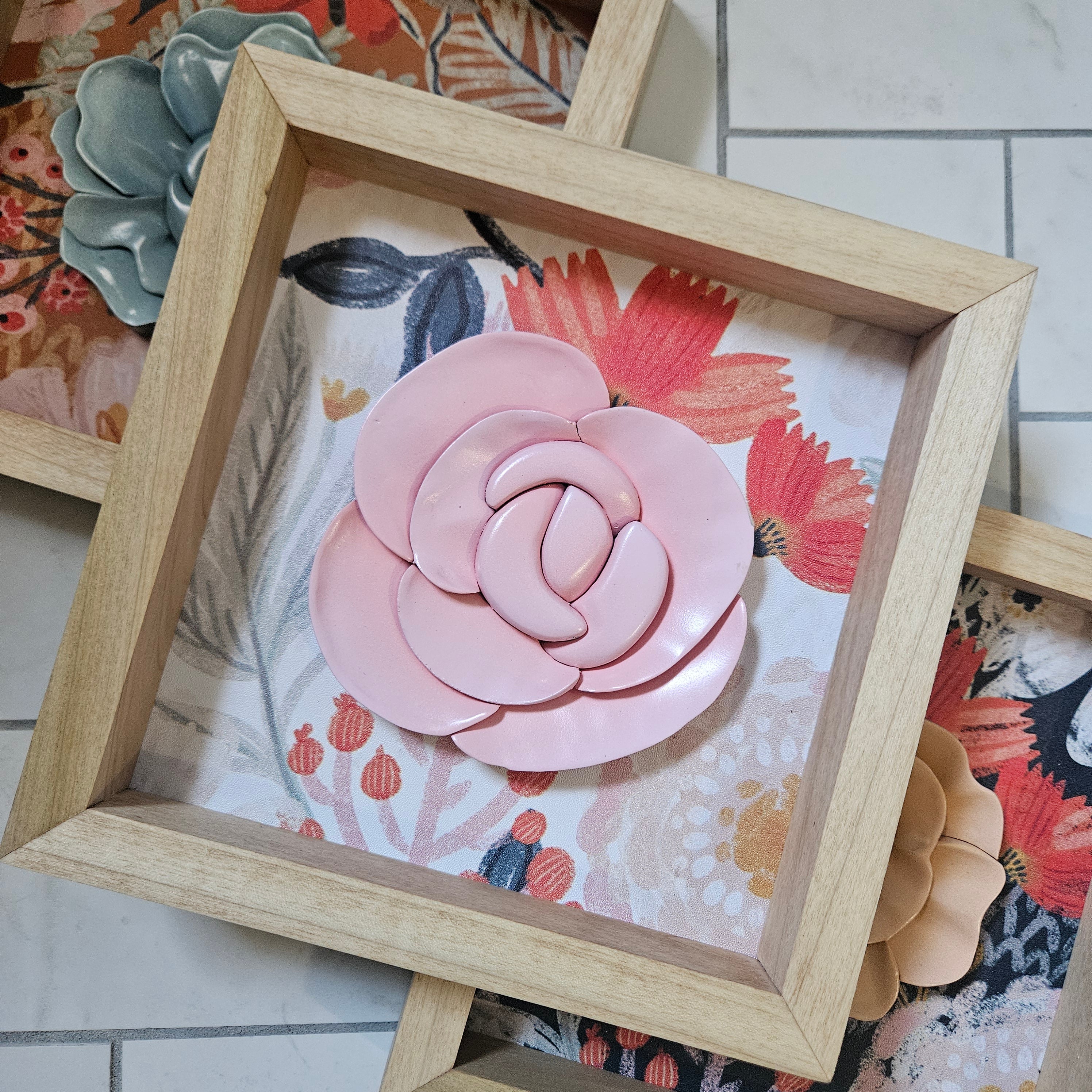 3D Pink Floral Wood Sign