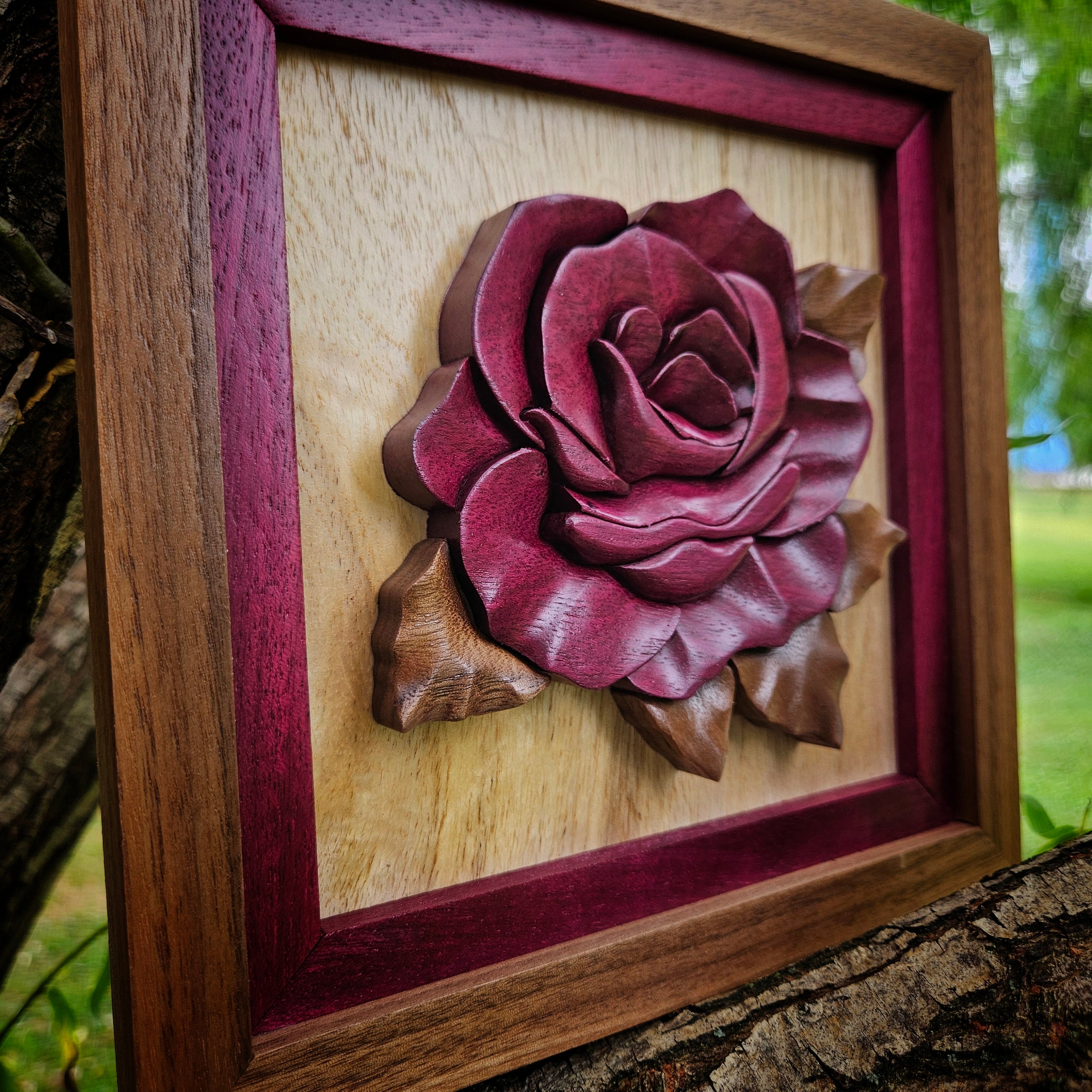 3D Hardwood Floral Rose