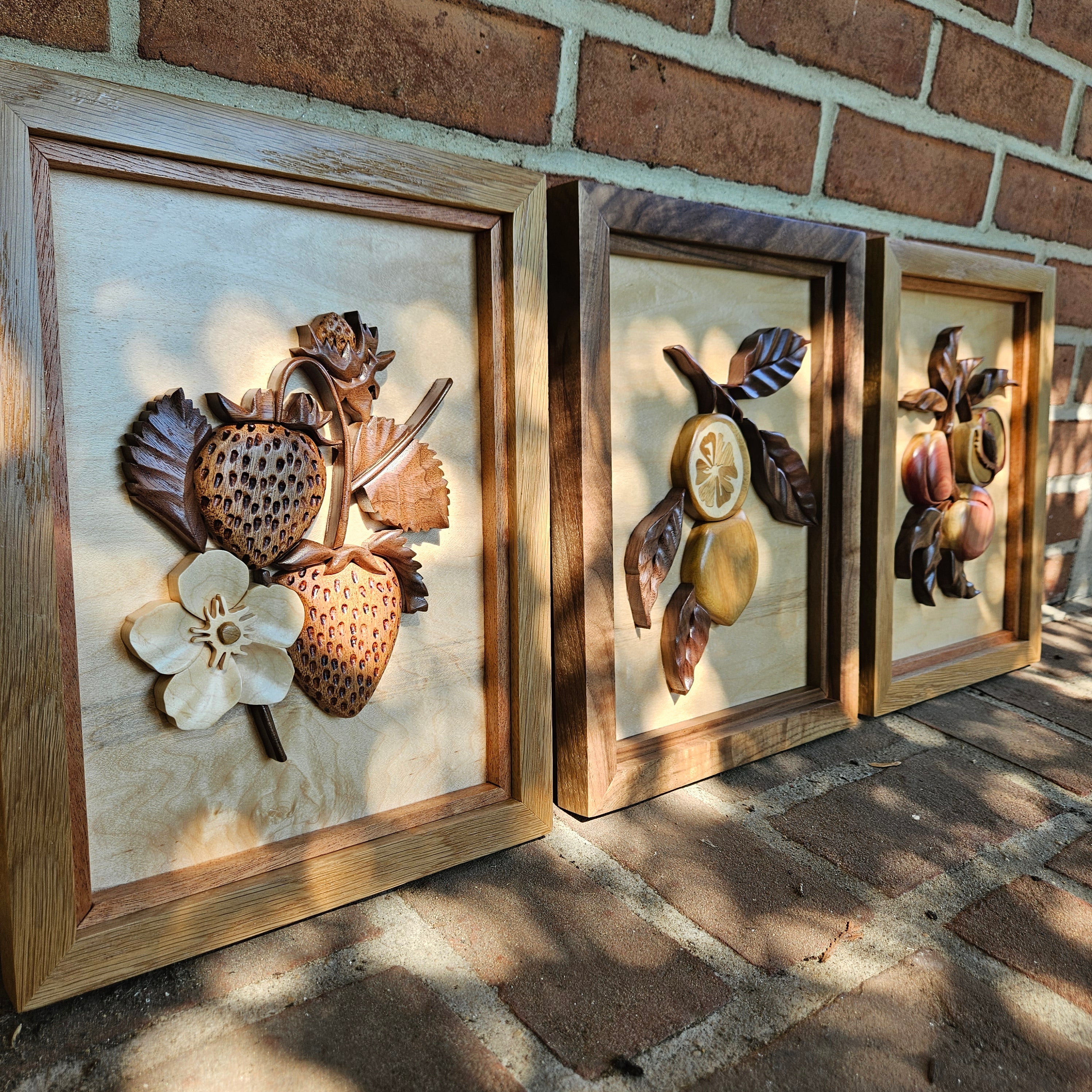 3D Hardwood Strawberry Wall Art