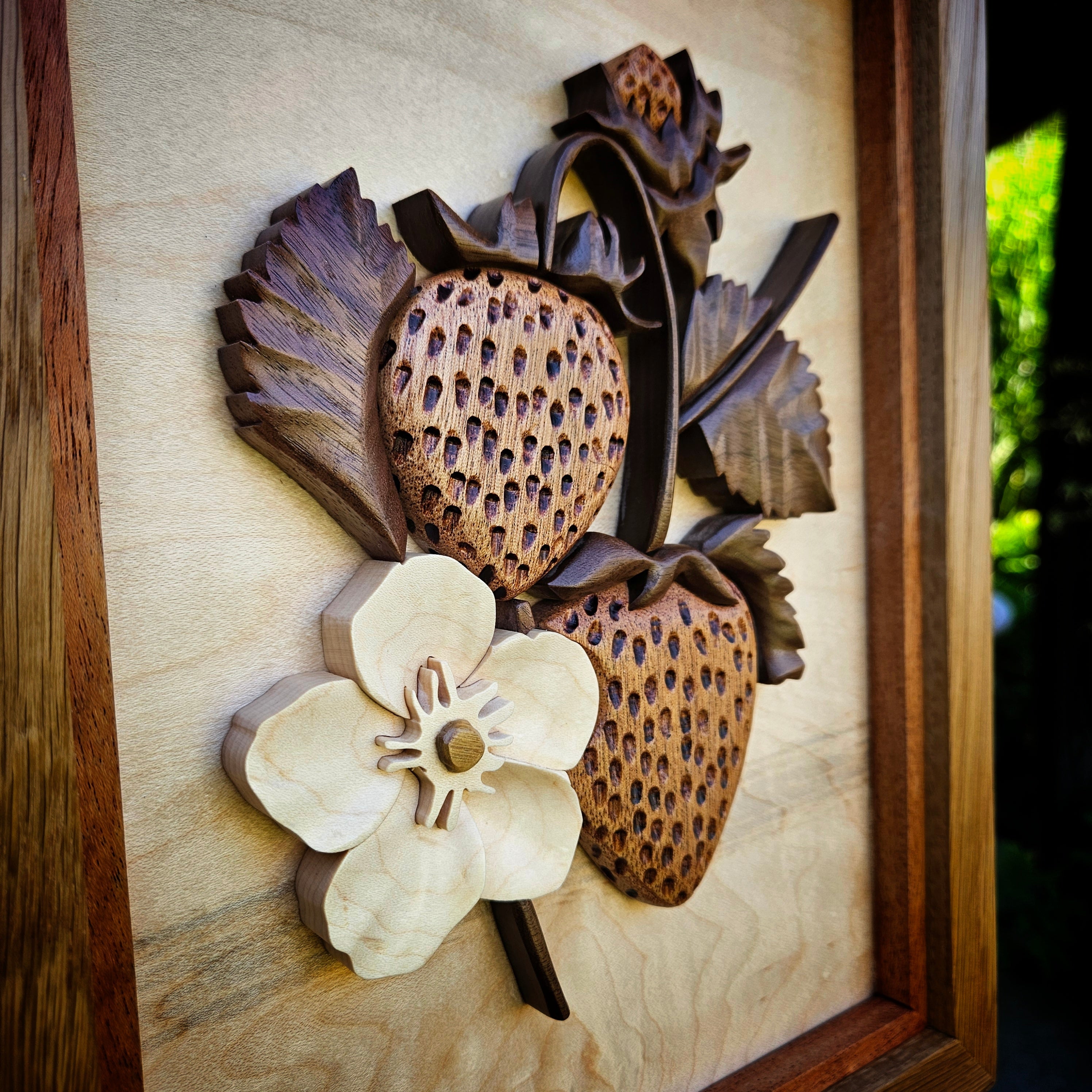 3D Hardwood Strawberry Wall Art