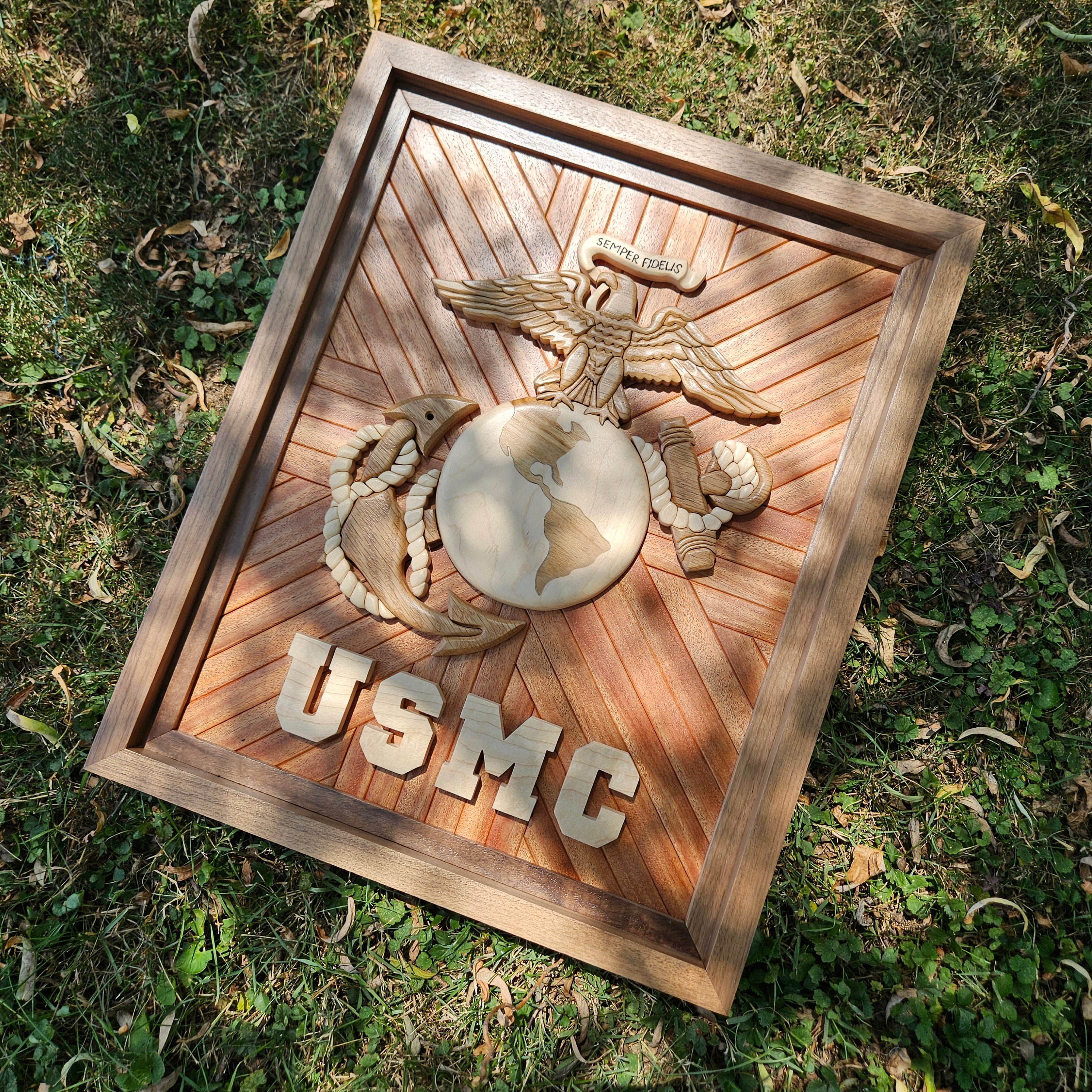 Hardwood 3D USMC Logo Sign